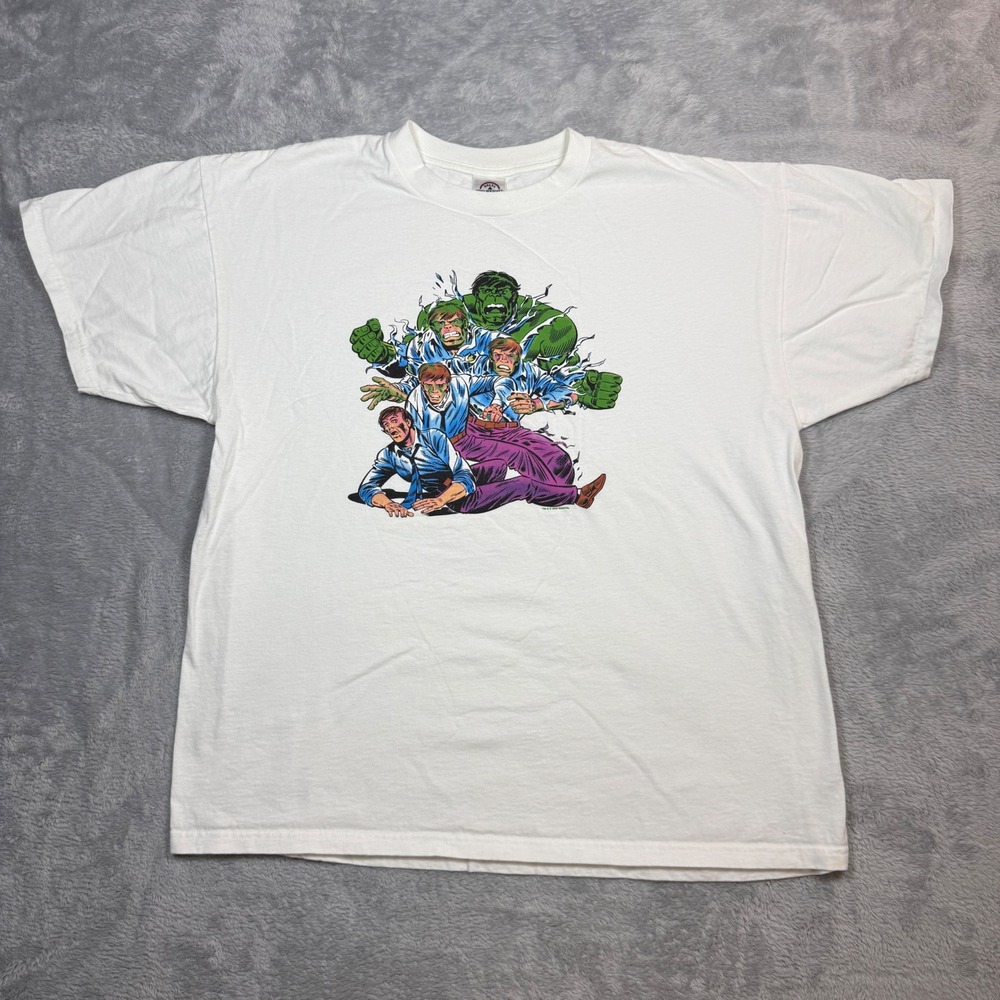 Delta Marvel The Incredible Hulk Graphic T-Shirt Mens XL White 2002 Y2K Herb